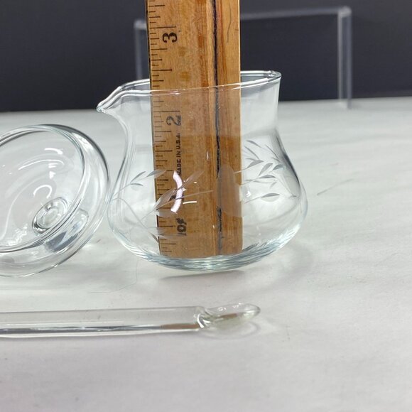 Vintage Princess House Heritage Etched Glass Condiment Jar With Lid & Spoon - Picture 11 of 12